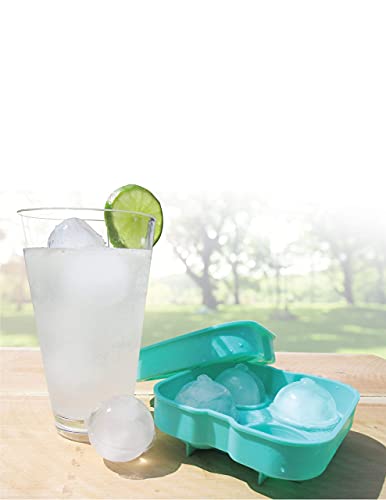 Handy Housewares 2 Jumbo Silicone Push Ice Cube Tray - Makes 8 Large Cubes  - Teal Green 