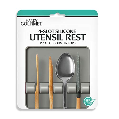 4-Slot Silicone Utensil Rest Drip Pad for Stovetop - Handy Gourmet